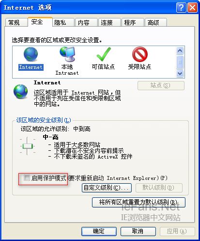 安全選項(xiàng)卡