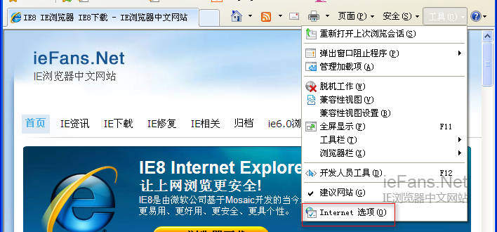 IE8 Internet選項(xiàng)